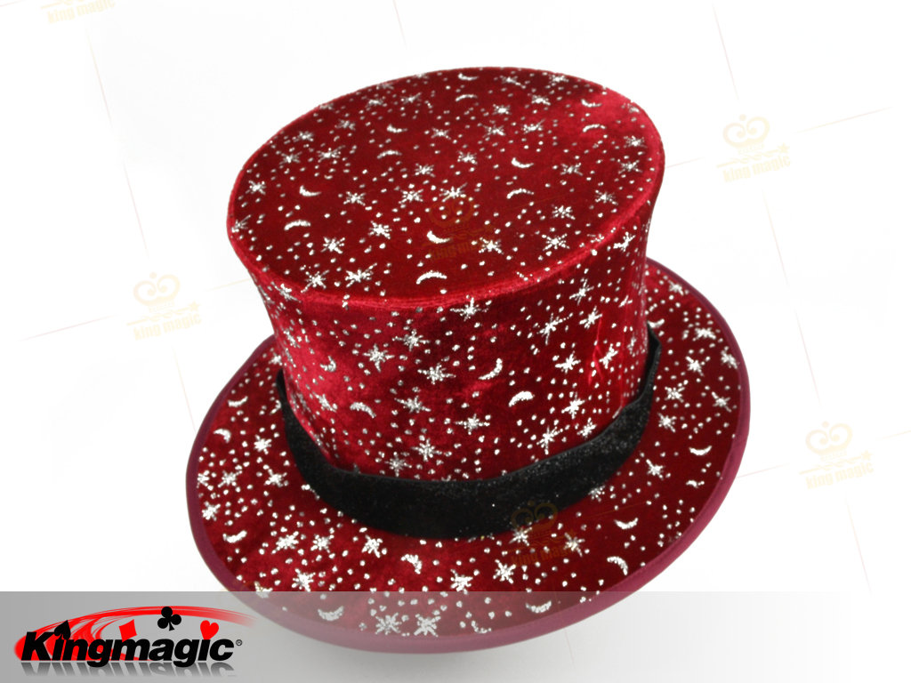 高品质折叠魔术帽(星星月亮红)